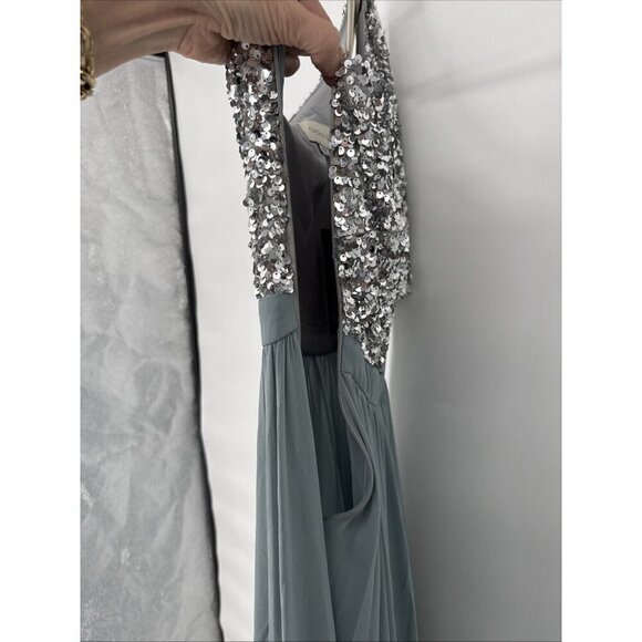 Sachin & Babi Size 0 Jolie Gown Silver Steel Blue Cocktail Prom Formal Gown $995 - Picture 10 of 15